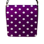 Polka Dots - White on Purple Violet Flap Closure Messenger Bag (L)