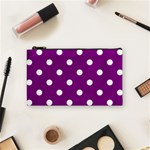 Polka Dots - White on Purple Violet Cosmetic Bag (S)