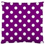 Polka Dots - White on Purple Violet Large Flano Cushion Case (One Side)