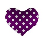 Polka Dots - White on Purple Violet Standard 16  Premium Heart Shape Cushion