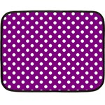Polka Dots - White on Purple Violet Fleece Blanket (Mini)