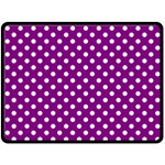 Polka Dots - White on Purple Violet Fleece Blanket (Large) (One Side)