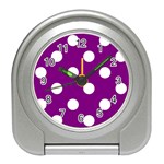 Polka Dots - White on Purple Violet Desk Alarm Clock
