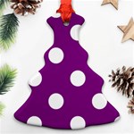 Polka Dots - White on Purple Violet Ornament (Christmas Tree)
