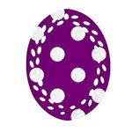 Polka Dots - White on Purple Violet Oval Filigree Ornament (Two Sides)