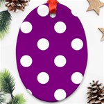 Polka Dots - White on Purple Violet Oval Ornament (Two Sides)