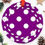Polka Dots - White on Purple Violet Ornament (Round Filigree)