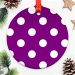 Polka Dots - White on Purple Violet Ornament (Round)