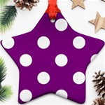 Polka Dots - White on Purple Violet Ornament (Star)