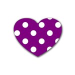 Polka Dots - White on Purple Violet Heart Coaster (4 pack)