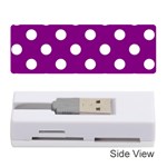 Polka Dots - White on Purple Violet Memory Card Reader (Stick)