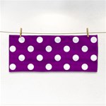 Polka Dots - White on Purple Violet Hand Towel