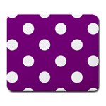 Polka Dots - White on Purple Violet Large Mousepad