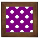 Polka Dots - White on Purple Violet Framed Tile