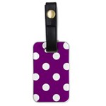 Polka Dots - White on Purple Violet Luggage Tag (One Side)