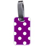 Polka Dots - White on Purple Violet Luggage Tag (Two Sides)