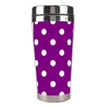 Polka Dots - White on Purple Violet Stainless Steel Travel Tumbler