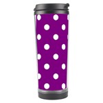 Polka Dots - White on Purple Violet Travel Tumbler