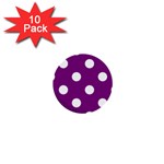 Polka Dots - White on Purple Violet 1  Mini Button (10 pack)
