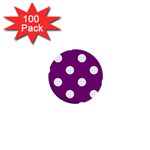 Polka Dots - White on Purple Violet 1  Mini Button (100 pack)