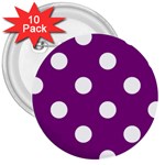 Polka Dots - White on Purple Violet 3  Button (10 pack)