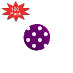 Polka Dots - White on Purple Violet 1  Mini Magnet (100 pack)
