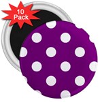 Polka Dots - White on Purple Violet 3  Magnet (10 pack)