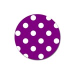 Polka Dots - White on Purple Violet Magnet 3  (Round)