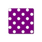 Polka Dots - White on Purple Violet Magnet (Square)