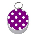Polka Dots - White on Purple Violet Silver Compass (Mini)