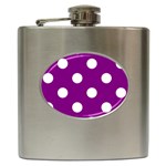Polka Dots - White on Purple Violet Hip Flask (6 oz)