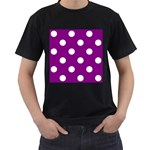 Polka Dots - White on Purple Violet Men s T-Shirt (Black)