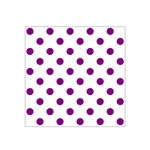 Polka Dots - Purple Violet on White Satin Bandana Scarf