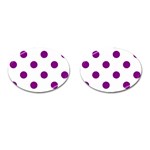 Polka Dots - Purple Violet on White Cufflinks (Oval)