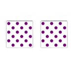 Polka Dots - Purple Violet on White Cufflinks (Square)