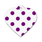 Polka Dots - Purple Violet on White Dog Tag Heart (Two Sides)