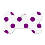 Polka Dots - Purple Violet on White Dog Tag Bone (One Side)