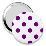 Polka Dots - Purple Violet on White 3  Handbag Mirror