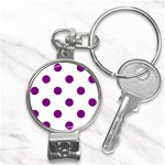 Polka Dots - Purple Violet on White Nail Clippers Key Chain