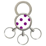 Polka Dots - Purple Violet on White 3-Ring Key Chain