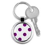 Polka Dots - Purple Violet on White Key Chain (Round)