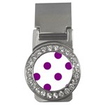Polka Dots - Purple Violet on White Money Clip (CZ)