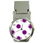 Polka Dots - Purple Violet on White Money Clip Watch