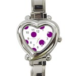 Polka Dots - Purple Violet on White Heart Italian Charm Watch