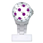 Polka Dots - Purple Violet on White Nurses Watch
