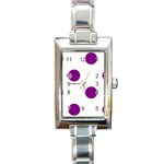 Polka Dots - Purple Violet on White Rectangle Italian Charm Watch