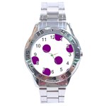 Polka Dots - Purple Violet on White Stainless Steel Analogue Watch