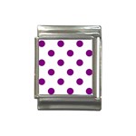 Polka Dots - Purple Violet on White Italian Charm (13mm)