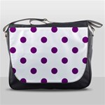 Polka Dots - Purple Violet on White Messenger Bag