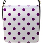 Polka Dots - Purple Violet on White Flap Closure Messenger Bag (S)